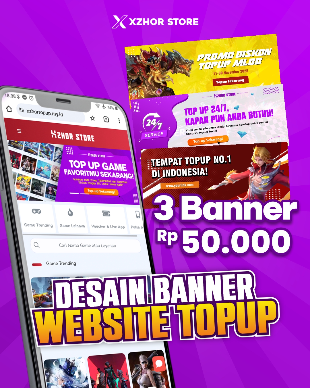 Custom Desain Banner Website Topup Game