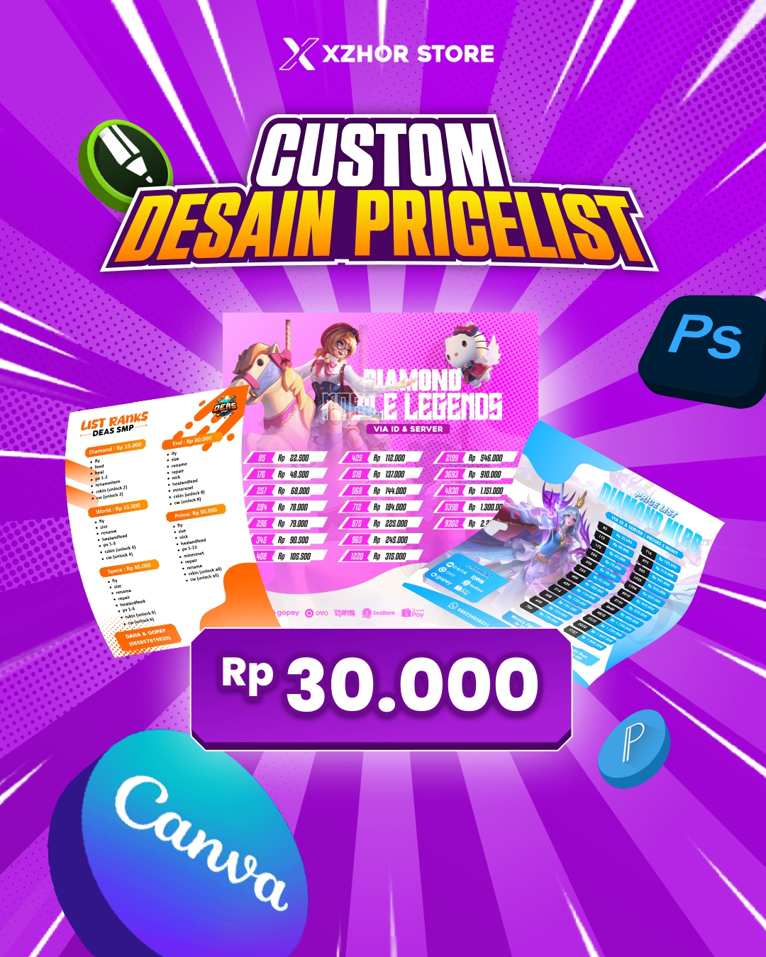 Custom Design PriceList